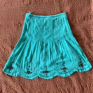 Aqua Anthropologie Skirt with Beaded Detail